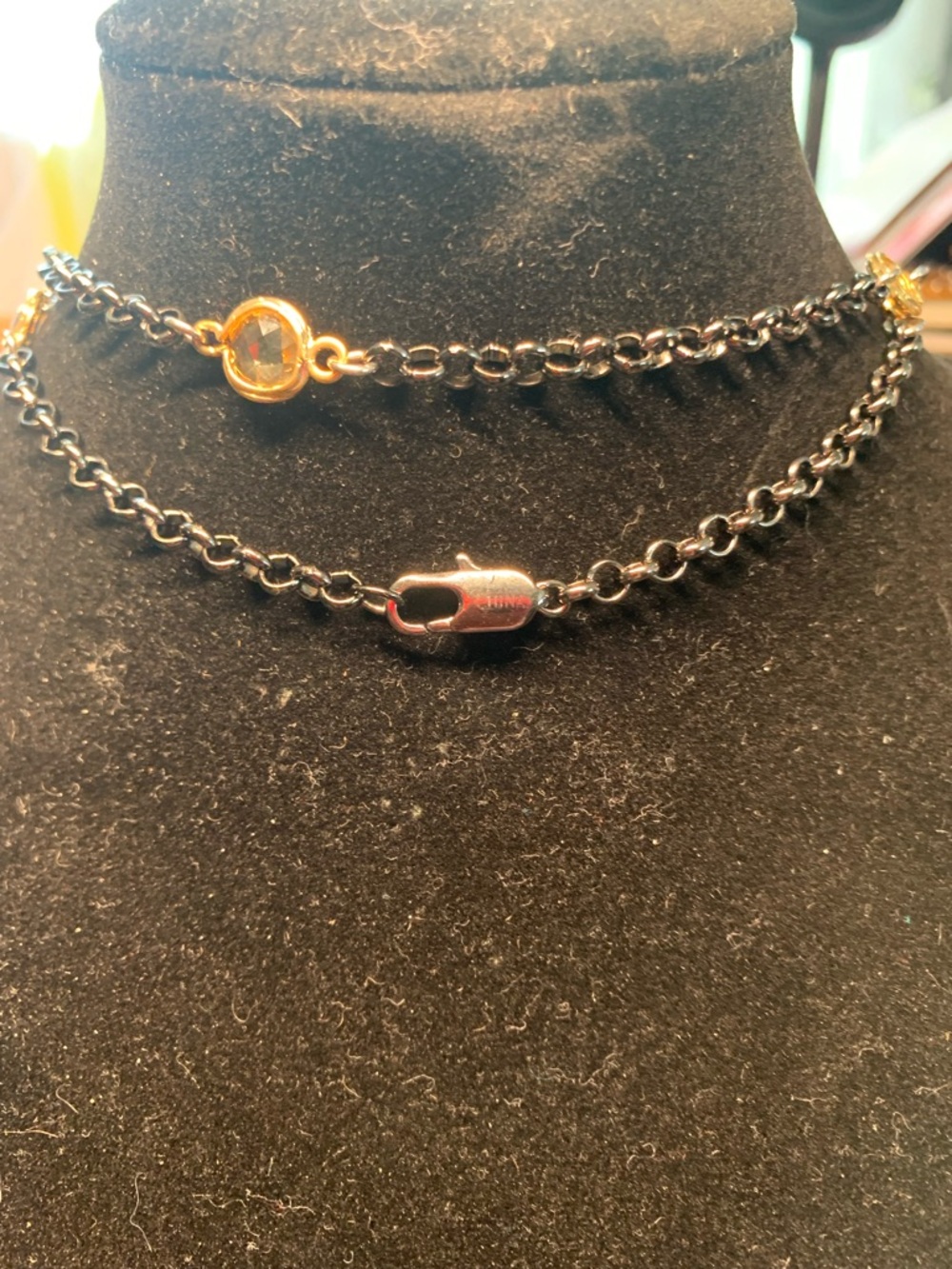 Gold-Tone and Black Cross Pendant Necklace - Women's Fashion Jewelry - Picture 3 of 6